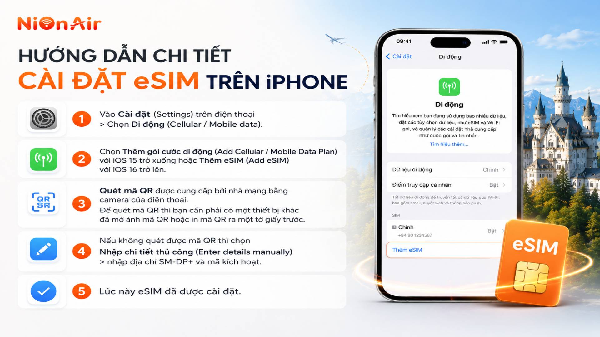 5 bước cài đặt eSIM đơn giản trên Iphone