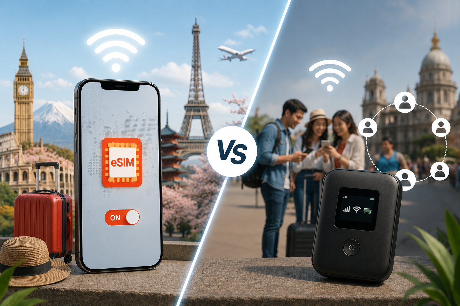 Đi nước ngoài nên mua eSIM hay thuê Wifi