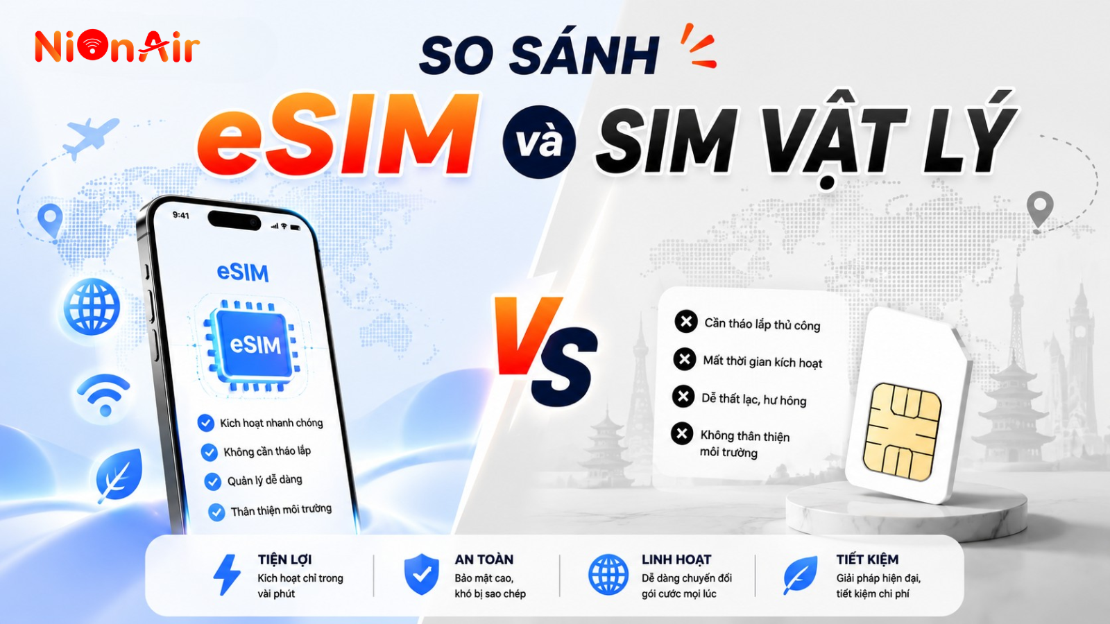 So sánh eSIM và SIM vật lý: Giải pháp nào phù hợp cho chuyến đi nước ngoài của bạn?
