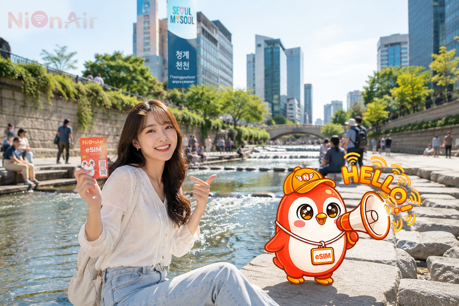 Suối Cheonggyecheon nằm ngay trung tâm Seoul